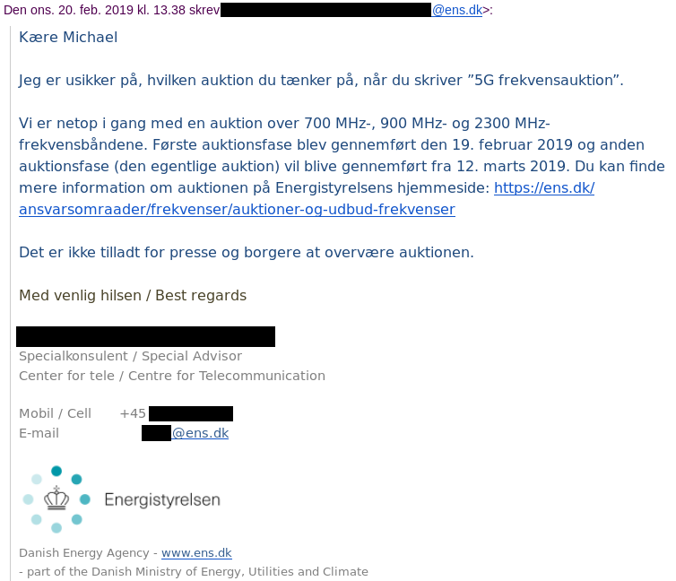 Svar 1 fra Energistyrelsen